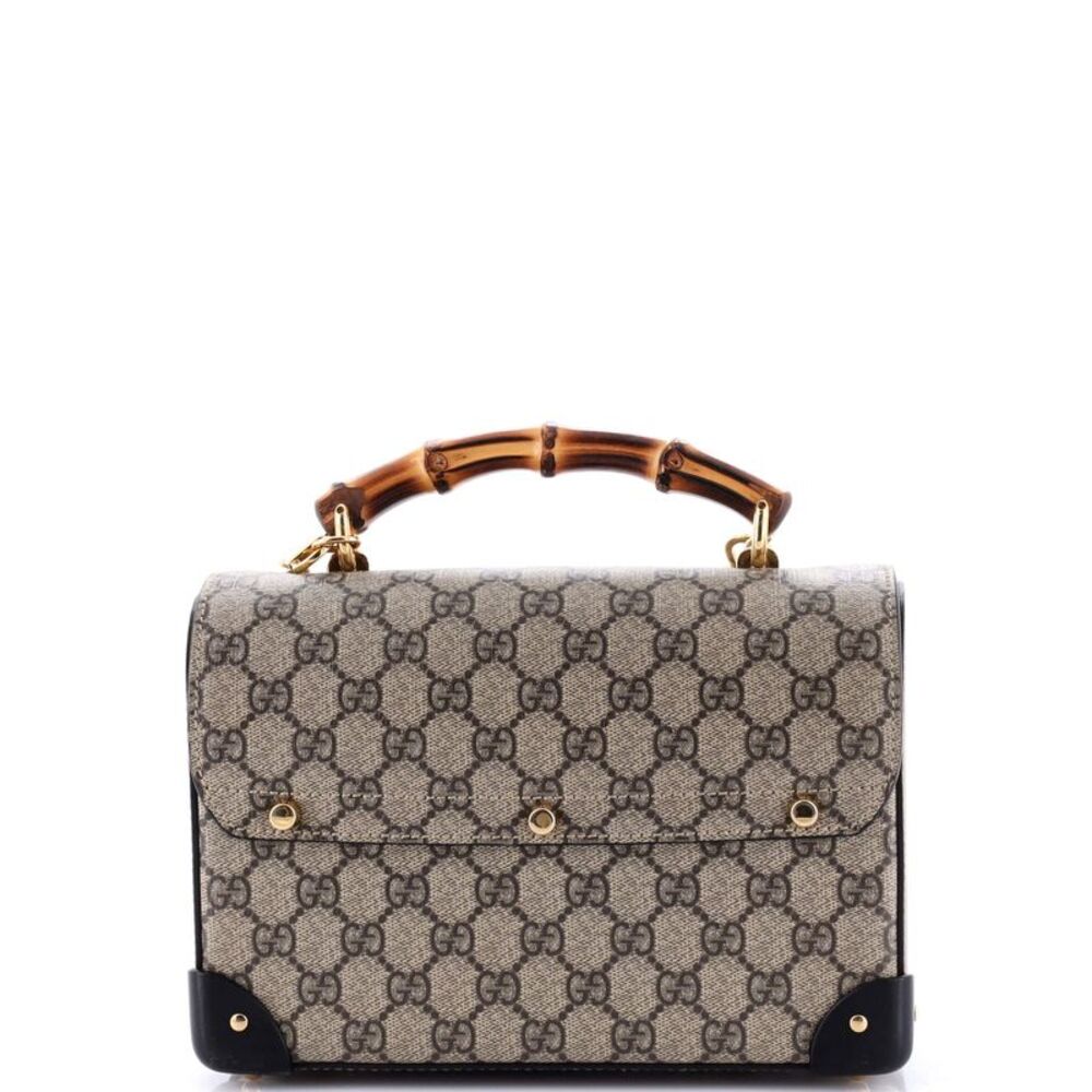 Gucci Padlock Bamboo Shoulder Bag GG Coated Canvas Small Brown - Picture 3 of 8